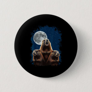Drei Murmeltiere und ein Mond Lustiger Murmeltiert Button