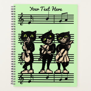Drei Musical Black Cats Instruments Noten Planer