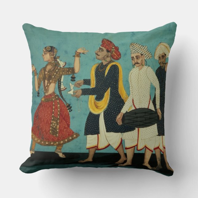 Drei Musiker und eine Tänzerin, Tanjore, Tamil Kissen (Vorderseite)