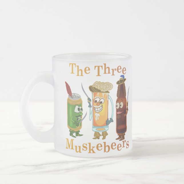 Drei Muskebeers lustiges Bier-Wortspiel Mattglastasse (Links)