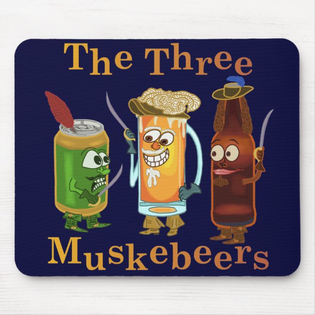 Drei Muskebeers lustiges Bier-Wortspiel Mousepad (Vorne)