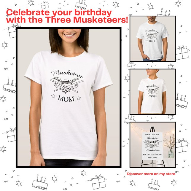 Drei Musketeers Dumas Eltern Mama Geburtstag T-Shirt (Von Creator hochgeladen)
