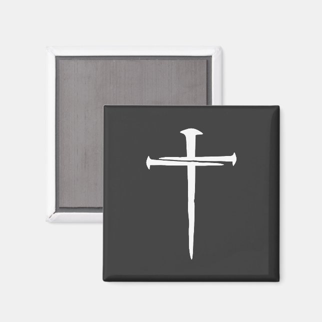 Drei Nägel Christliches Weißkreuz Magnet (Vorderseite/Rückseite)