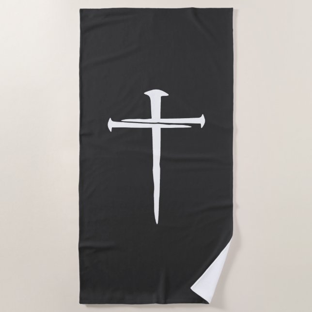 Drei Nägel Christliches Weißkreuz Strandtuch (Vorderseite)