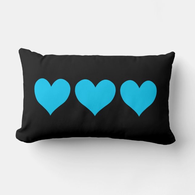 Drei Niedliche Aqua Blue Hearts Lendenkissen (Vorderseite)