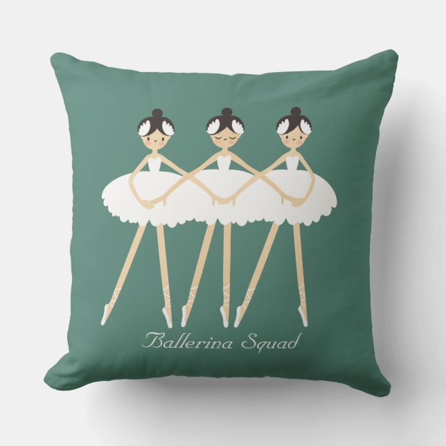 Drei Niedliche Ballerinas, weiße Kleider Kissen (Vorderseite)