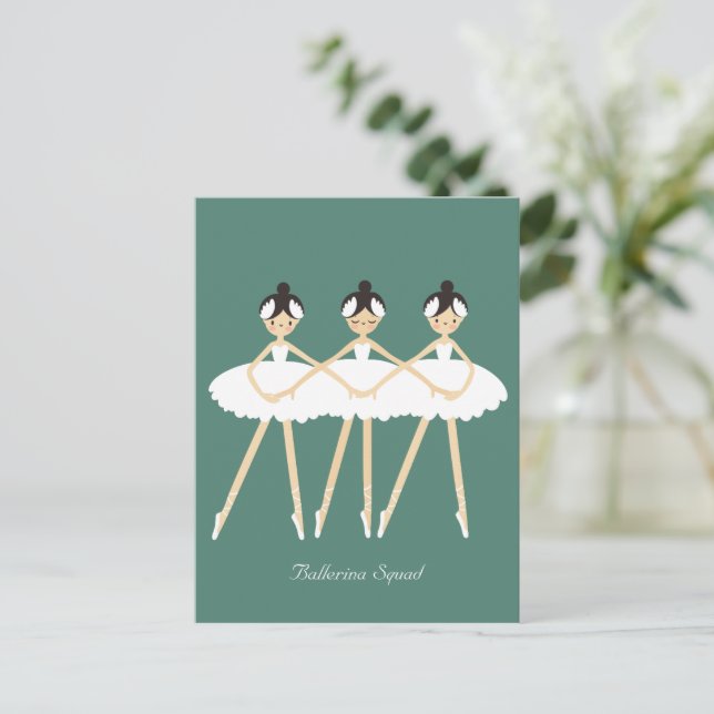 Drei Niedliche Ballerinas, weiße Kleider Postkarte (Stehend Vorderseite)