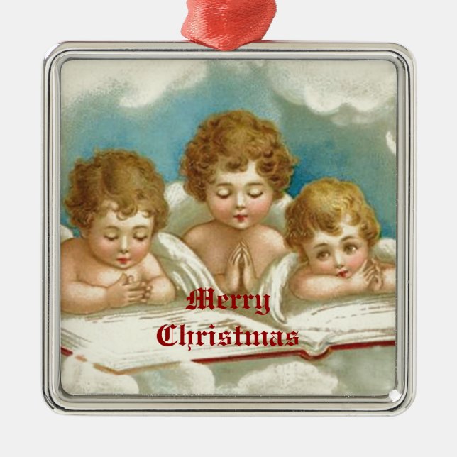 Drei niedliche Betengel-Ornamente Silbernes Ornament (Vorne)