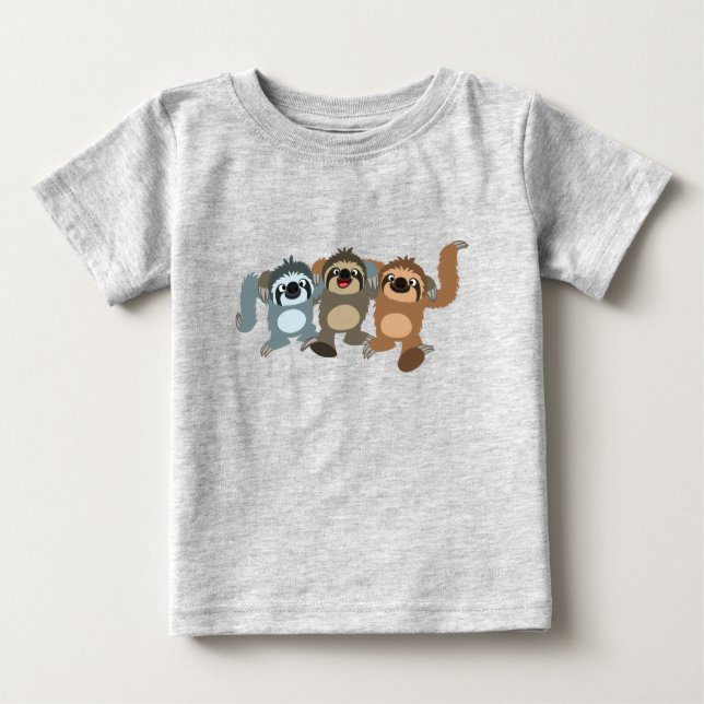 Drei Niedliche Cartoon Sloths Baby T - Shirt (Vorderseite)