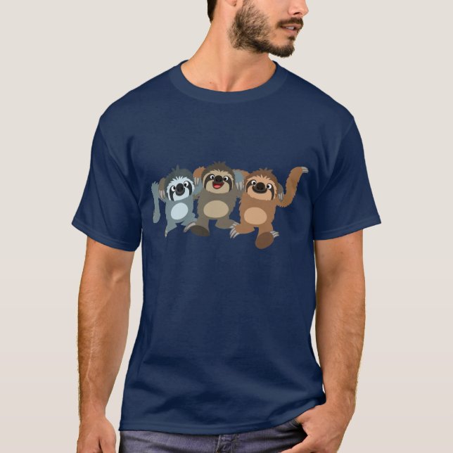 Drei Niedliche Cartoon Sloths T - Shirt (Vorderseite)