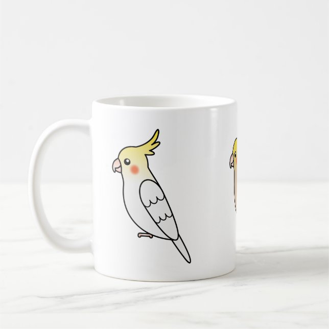 Drei Niedliche Cockatiel-Cartoon-Vögel Kaffeetasse (Links)
