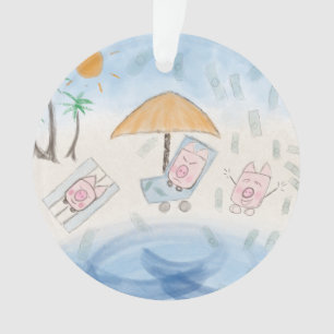 Drei niedliche Ferkel am Strand Ornament