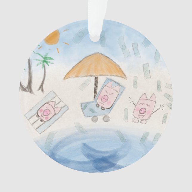 Drei niedliche Ferkel am Strand Ornament (Vorderseite)