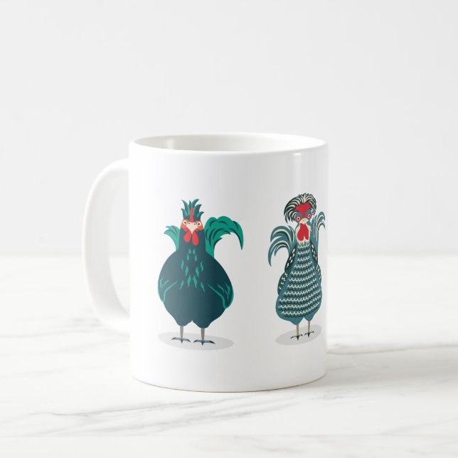 Drei Niedliche Hühner Kaffeetasse (Vorderseite Links)
