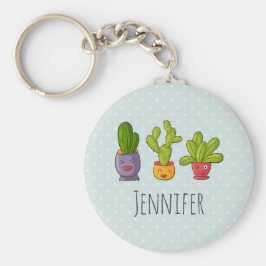 Drei Niedliche Kakteen in Blume Pots Fun Illustrat Schlüsselanhänger