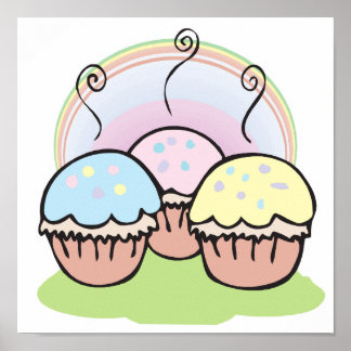 drei niedliche kleine Kuchen Poster