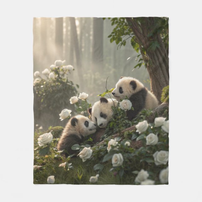 Drei Niedliche Pandas Fleecedecke (Vorderseite)