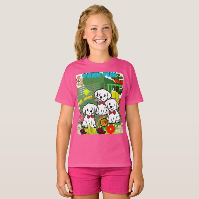 Drei Niedliche, sonnige Welpen im Park T-Shirt (Vorne ganz)