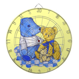 drei niedliche Teddies über Picknicktuch-Originalk Dartscheibe