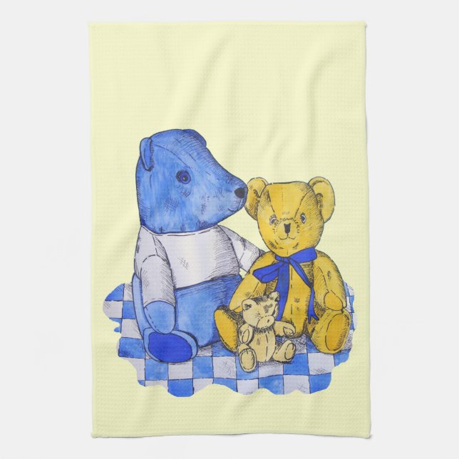 drei niedliche Teddies über Picknicktuch-Originalk Küchentuch (Vertikal)