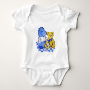 drei niedliche Teddy zeigen ein niedliches Picknic Baby Strampler