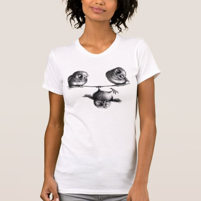 Drei Niedliche und lustige Owls - Freiheit und Spa T-Shirt (Vorderseite)