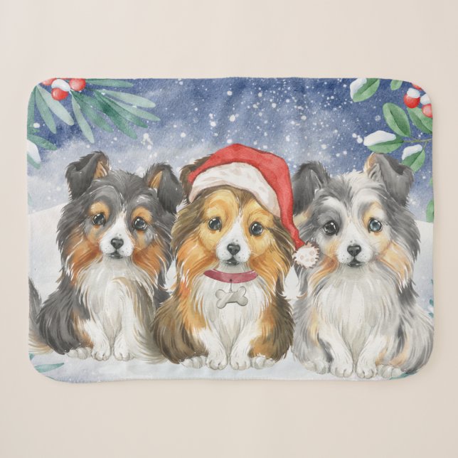 Drei Niedliche Weihnachtsschächte im Schnee Sherpadecke (Vorderseite (Horizontal))