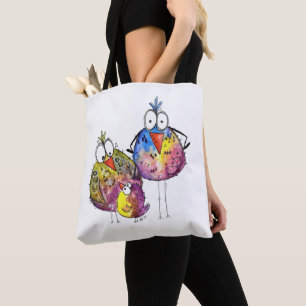 Drei Niedliche Whimsikfarbene Vögel Tasche
