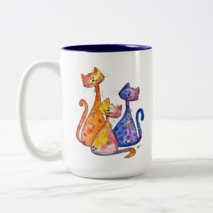 Drei Niedliche Whimsikkatzen Zweifarbige Tasse