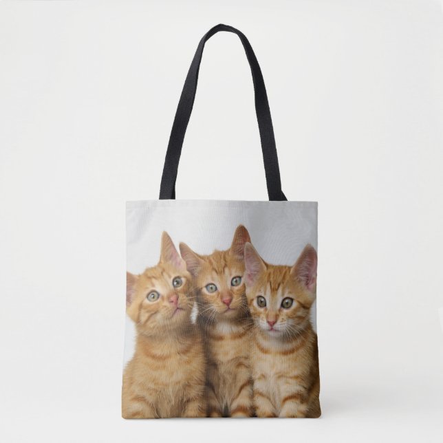 Drei niedliches Ingwer-Katzen-Kätzchen-Foto - auf Tasche (Vorderseite)