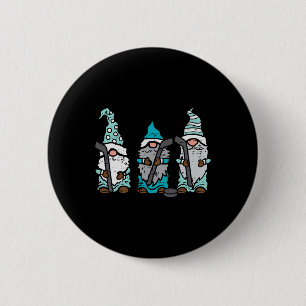 Drei nordische Gnome Eishockey Tomte Nisse Spieler Button