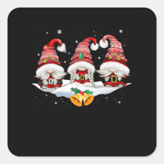 Drei nordische Gnome Winter Weihnachten Schwedisch Quadratischer Aufkleber