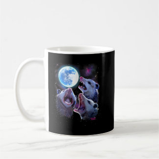 Drei Opossummen heulen am Mond Funny Pet Possu Kaffeetasse