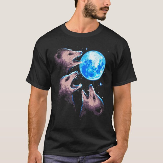 Drei Opossummen Howling am Mondfest Possum 3 T-Shirt (Vorderseite)