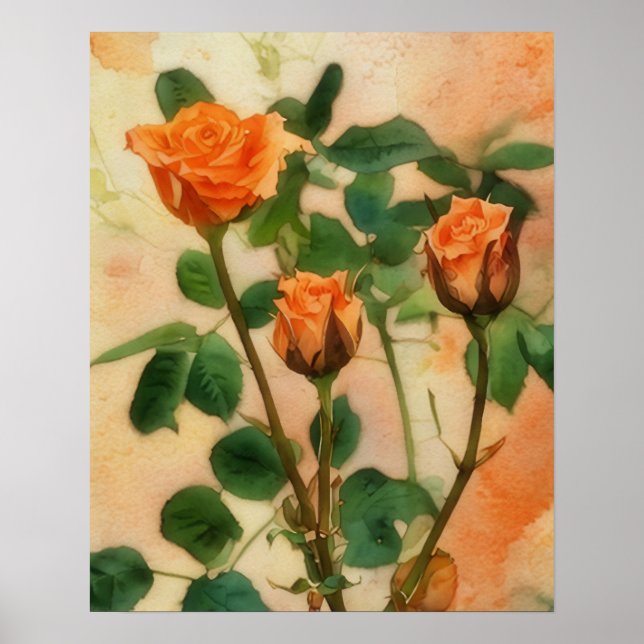 Drei Orange Rose Blumenposter Poster (Vorne)