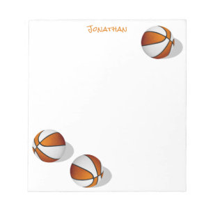 drei orangefarbene Basketball-individuelle Name Notizblock