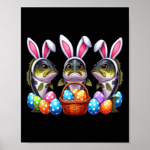 Drei Osterhasen-Fische beim Jagen von Ostereiern S Poster