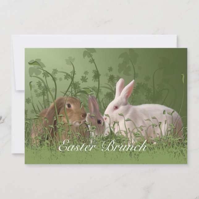 Drei Ostern-Kaninchen-Brunch-Einladung Einladung (Vorderseite)