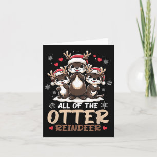 Drei Otter Rentiere Weihnachtsmann Hut Hirsch Froh Karte