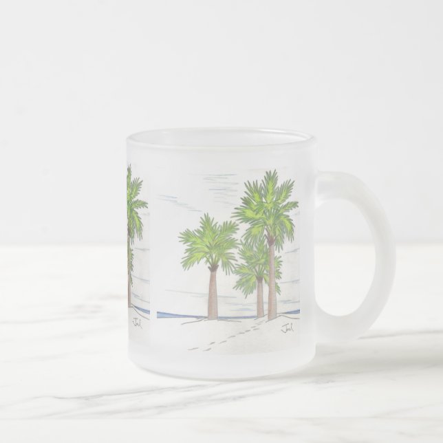 DREI PALMS-Tasse (mattiertes Glas) Mattglastasse (Rechts)