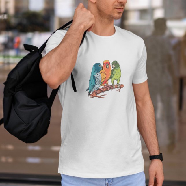 Drei Papageien-Illustration T-Shirt (Von Creator hochgeladen)
