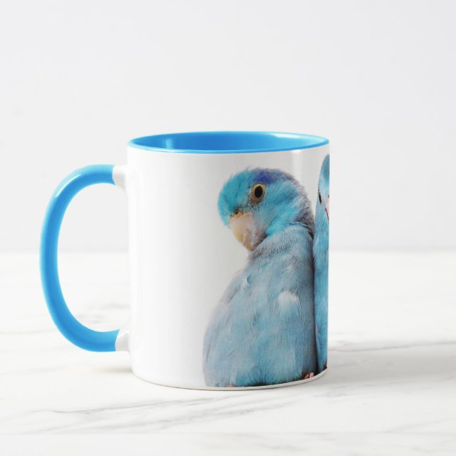 Drei Papageien pazifische blaue Parrotlet Tasse (Links)