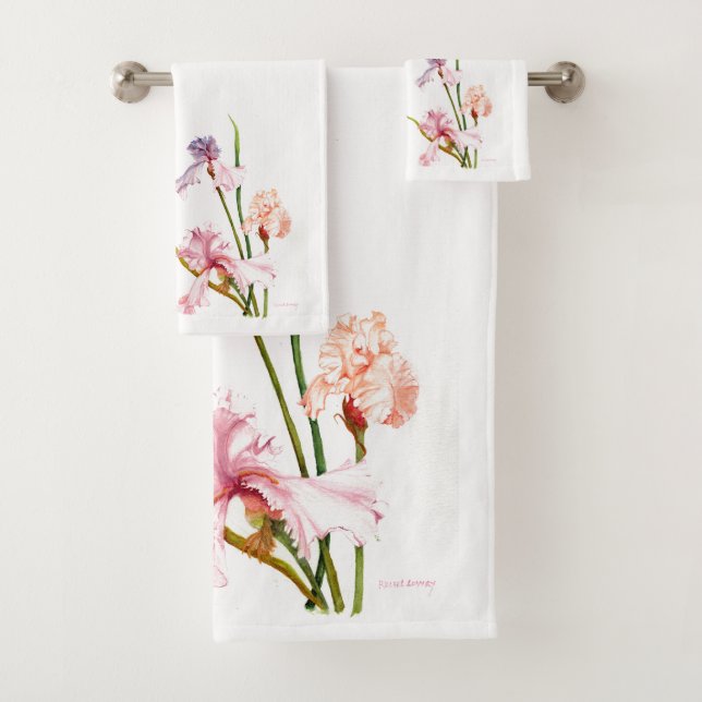 Drei Pastel Irises Badetücher Set (Insitu)
