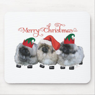 Drei Pekingese-Welpen Weihnachten Mousepad
