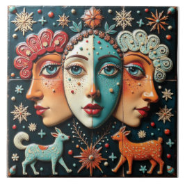 Drei Performance Artists Fliese