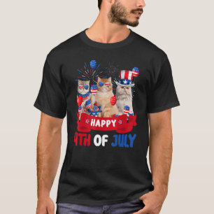 Drei persische Katzen Happy 4. Juli Ballon Unabhän T-Shirt