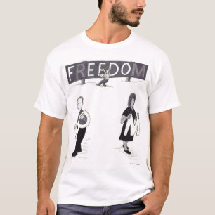 Drei Personen nehmen einzelne Buchstaben von einem T-Shirt
