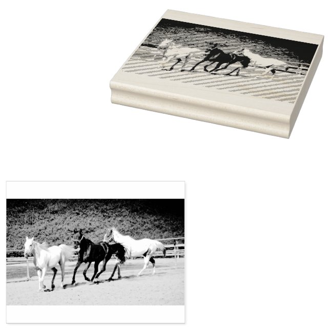 Drei Pferde Briefmarke Gummistempel (Stempel)