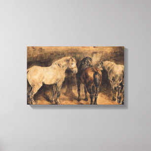 Drei Pferde in ihrem Stall (Théodore Géricault) Leinwanddruck