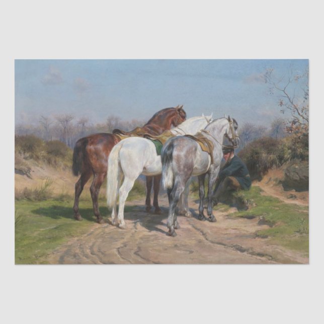 Drei Pferde mit Löwen (von Rosa Bonheur) Seidenpapier (Vorderseite)